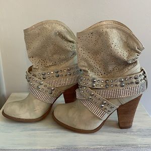 Not Rated Cream booties with Rhinestone detail
